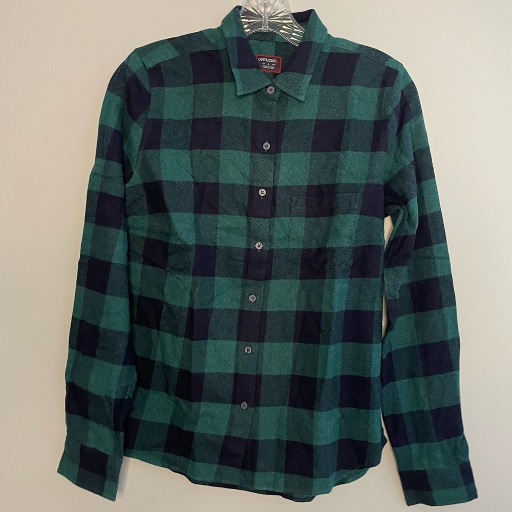 UNTUCKit Women’s Secoli Long Sleeve Plaid Flannel Button Down Shirt Size 4 NWOT - Picture 2 of 16